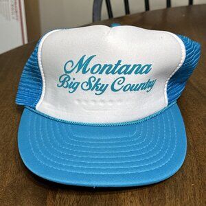 VINTAGE OTTO Montana Big Sky Country Snapback Mesh Hat Blue‎ White Adjustable